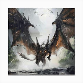 Dragon In The Rain Canvas Print