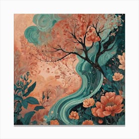 Tree Of Life The Magic of Watercolor: A Deep Dive into Undine, the Stunningly Beautiful Asian Goddess 1 Canvas Print