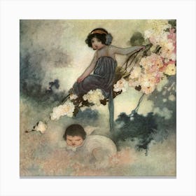 Two Little Girls In A Tree Canvas Print