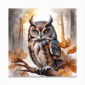 Owl In The Woods Canvas Print