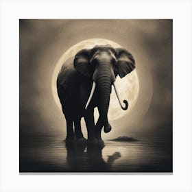 Elephant At The Moon Canvas Print