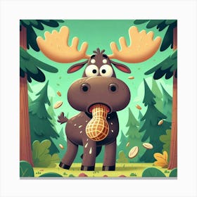 Cartoon Moose In The Forest Canvas Print