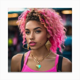 Young Woman With Pink Hair hk Canvas Print