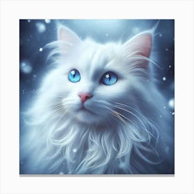 White Cat With Blue Eyes 2 Canvas Print