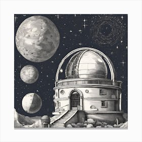 Celestial Horizon Telescopes And Stardust In The Observatory Night Canvas Print