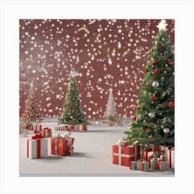 Christmas Trees In The Snow Canvas Print