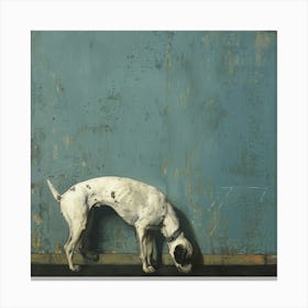 Dog In Blue Wall Canvas Print