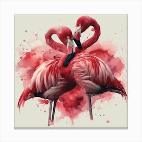 Flamingos In Love 1 Canvas Print