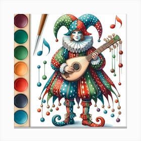 Jester With A Guitar Canvas Print