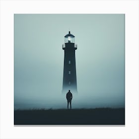 Lighthouse In The Fog Canvas Print