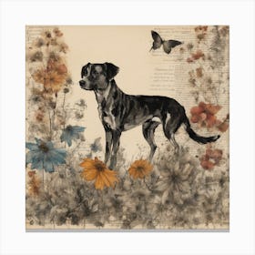 Dog In Flowers Canvas Print