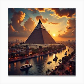 Egyptian Pyramid At Sunset 1 Canvas Print