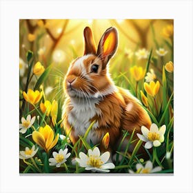 Rabbit Amongst The Crocuses Canvas Print