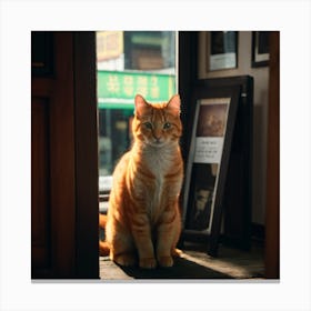 Cat Sitting In A Window Canvas Print