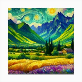 Starry Night Over Lavender Fields Canvas Print