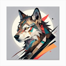 Cubism Art, Wolf Canvas Print