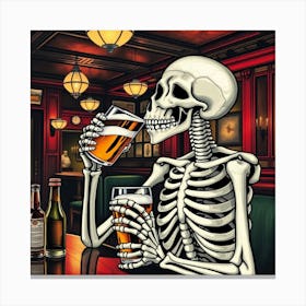 Skeleton Drinking Beer 15 Canvas Print