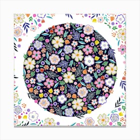 Floral Spring Circle Canvas Print