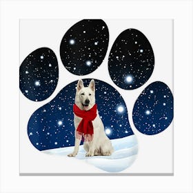 Swiss Shepherd Winter Snow Paw Dogs Christmas Canvas Print