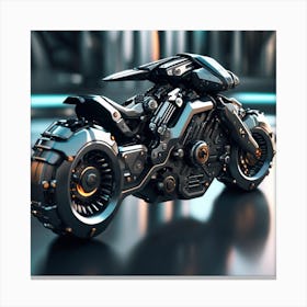 Futuristic Black Motorcycle Canvas Print