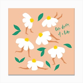 Boho Mindful Fitness Floral Pun 'One Daisy at a Time' - Peach Fuzz Canvas Print