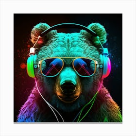 Bear With Headphones Canvas Print