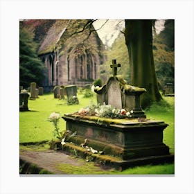 Remembrance Vintage Tomb Landmark Beautiful Plant Headstone Culture Old Architecture Rest (2) Canvas Print