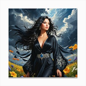 Woman In Black Canvas Print