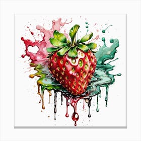 Colorful Strawberry Explosion Canvas Print