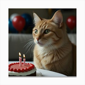 Birthday Cat Canvas Print