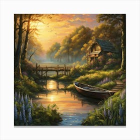 Sunset By The Lake Canvas Print