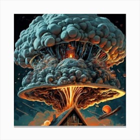 Wooden hut left behind by an atomic explosion 9 Canvas Print