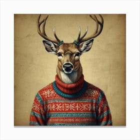 Deer In Sweater 3 Canvas Print