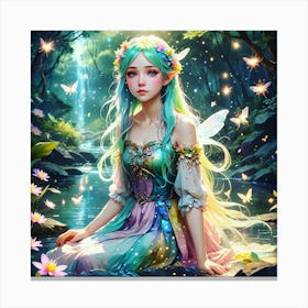 Moonlit Serenade: The River Fairy's Enchantment Part 3 Canvas Print