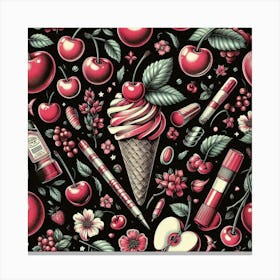 Cherry Ice Cream Canvas Print