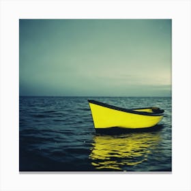 Yellow Boat In The Ocean Canvas Print