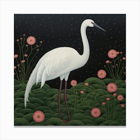 Ohara Koson Inspired Bird Painting Greater Flamingo 3 Square Canvas Print