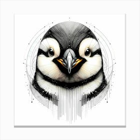 Penguin Head in Lines- Wild Bird Artwork 124 Canvas Print