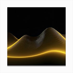 Golden Wave On Black Background Canvas Print