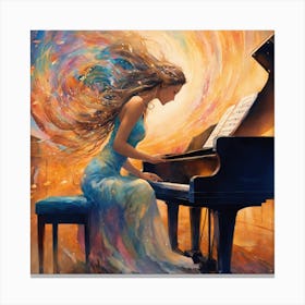 Woman Playing The Piano Canvas Print