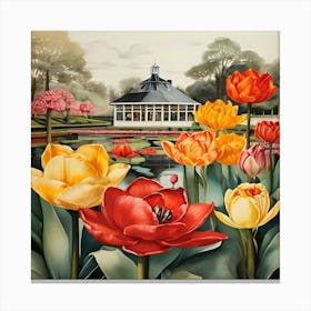 Tulips In The Garden 17 Canvas Print