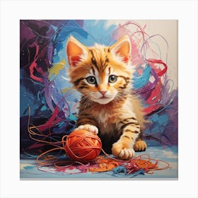 Mischievous Kitten colorful Canvas Print