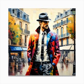 Abstract Puzzle Art French man in Paris 1 Canvas Print