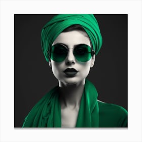 Woman In Green Turban Canvas Print