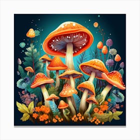 Mushrooms In The Forest 37 Canvas Print