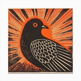 Retro Bird Lithograph Pigeon 4 Canvas Print