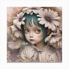 Little Girl With Flowers Canvas Print