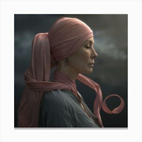 Woman In A Pink Scarf Canvas Print