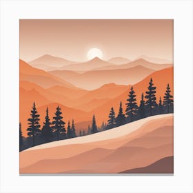 Misty mountains background in orange tone 102 Canvas Print