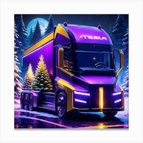 Christmas Tesla Truck Canvas Print